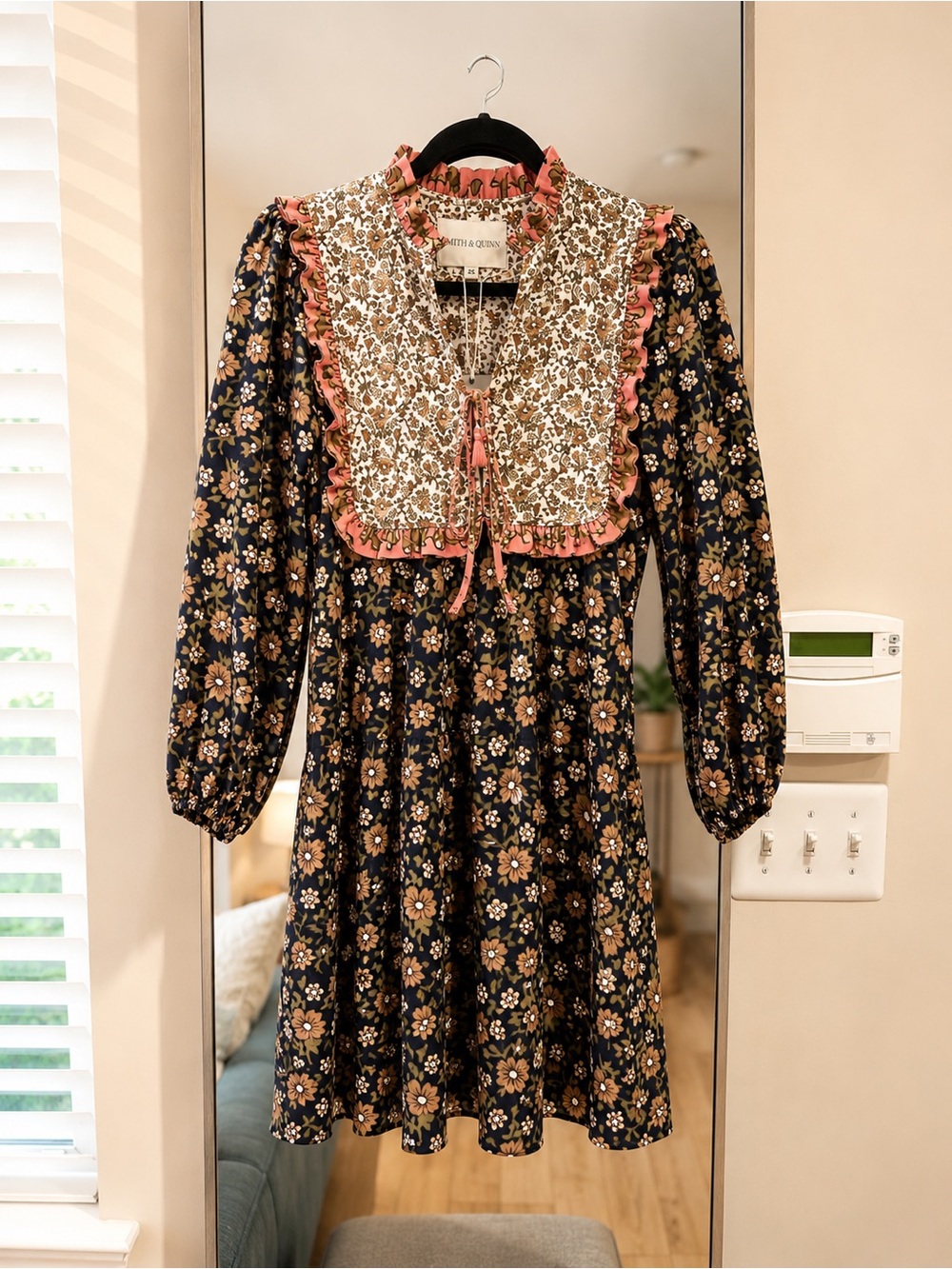 Smith & Quinn Floral Mini Dress with Contrast Bib - Navy & Pink